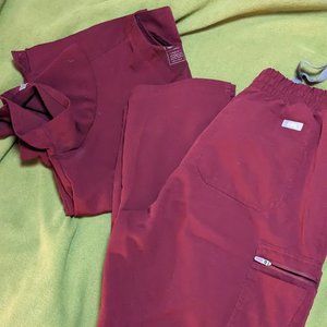 Figs scrubs maroon